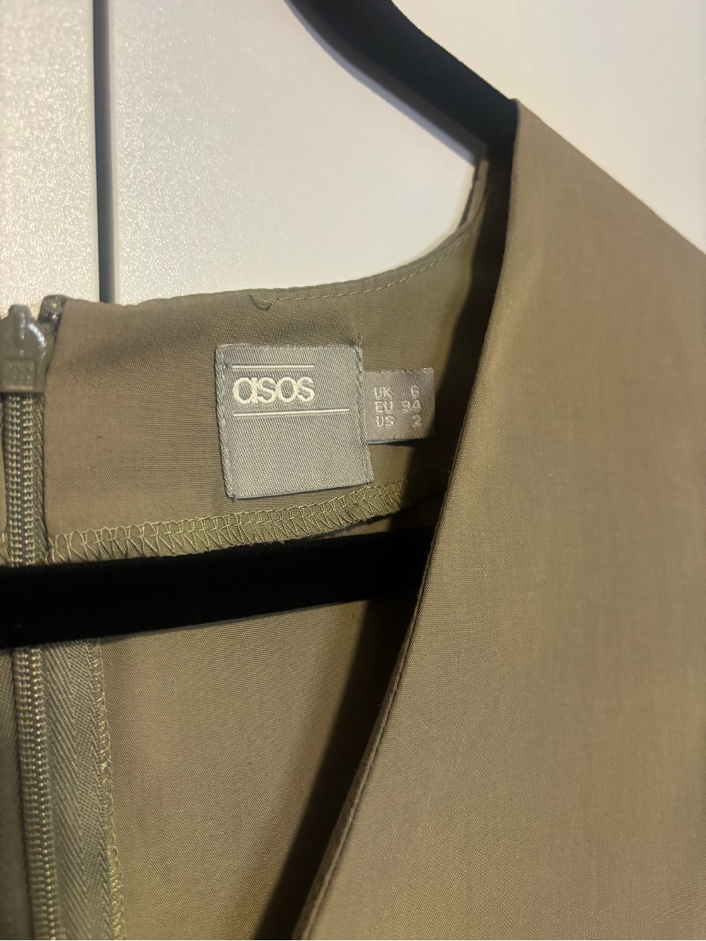 ASOS Olive Green Tiered Long Sleeve Mini Dress - Picture 2 of 3